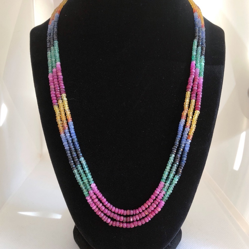 Stunning Rainbow Sapphire Ruby Emerald Gemstone N… - image 4